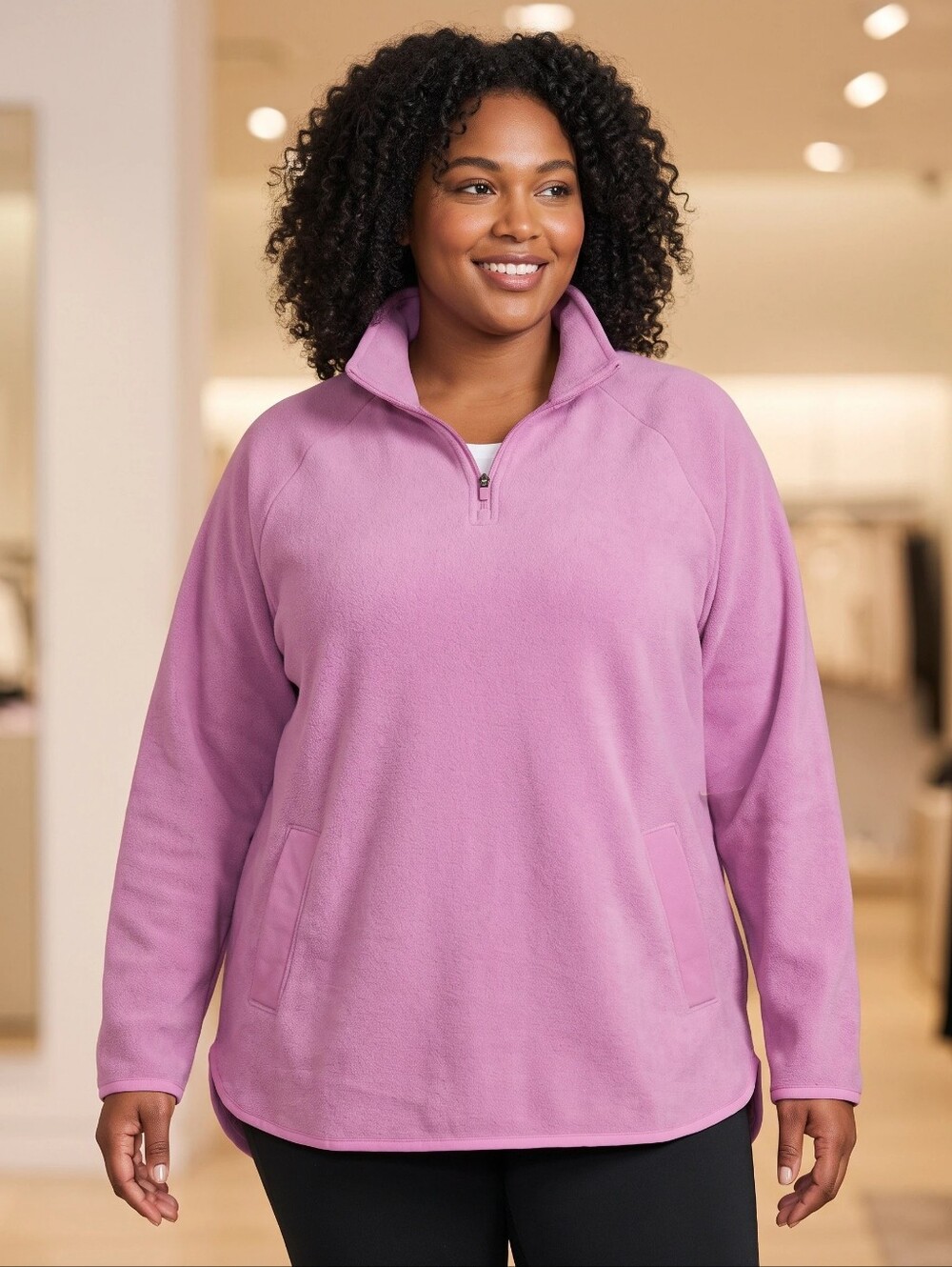 🆕 Tek Gear Essential Fleece Pullover Ultra-soft Quarter Zip Purple Pink XXL Nwt